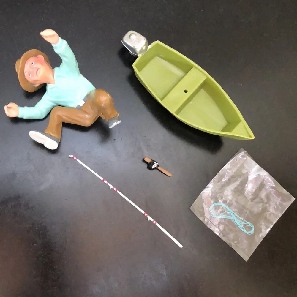 Wilton Fisherman With Boat/ Rod Cake Topper- Vintage 1978